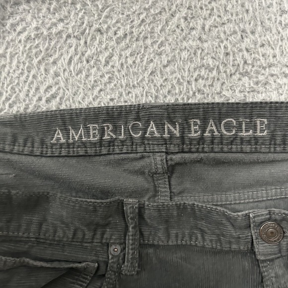 American Eagle Jeans Mens 42x32 Gray Corduroy Original Straight Pants Cotton - Picture 10 of 11